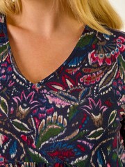 Roman Blue Paisley Soft Stretch V-Neck Dress - Image 5 of 5