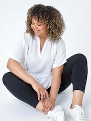 Roman Black Curve Plain Elastic Waist Cropped Leggings - Image 2 of 5