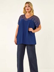 Roman Blue Curve Hotfix Woven T-Shirt - Image 2 of 5
