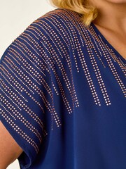 Roman Blue Curve Hotfix Woven T-Shirt - Image 5 of 5