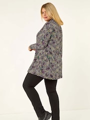 Roman Purple Curve Spot Print Cowl Neck Blouse - Image 3 of 5