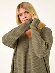Roman Green Curve Textured V-Neck Stretch Blouse - Image 4 of 5