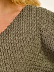 Roman Green Curve Textured V-Neck Stretch Blouse - Image 5 of 5