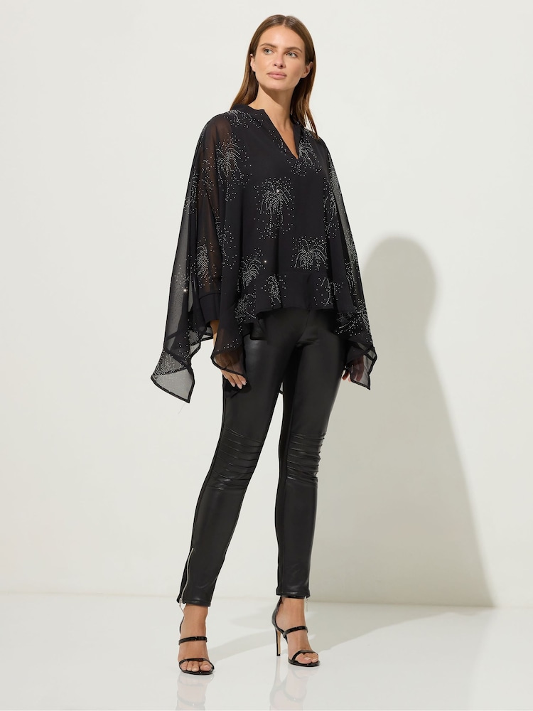 Star by Julien MacDonald Black Hotfix Cape Blouse - Image 2 of 5 Star by Julien MacDonald Black Hotfix Cape Blouse - Image 2 of 5