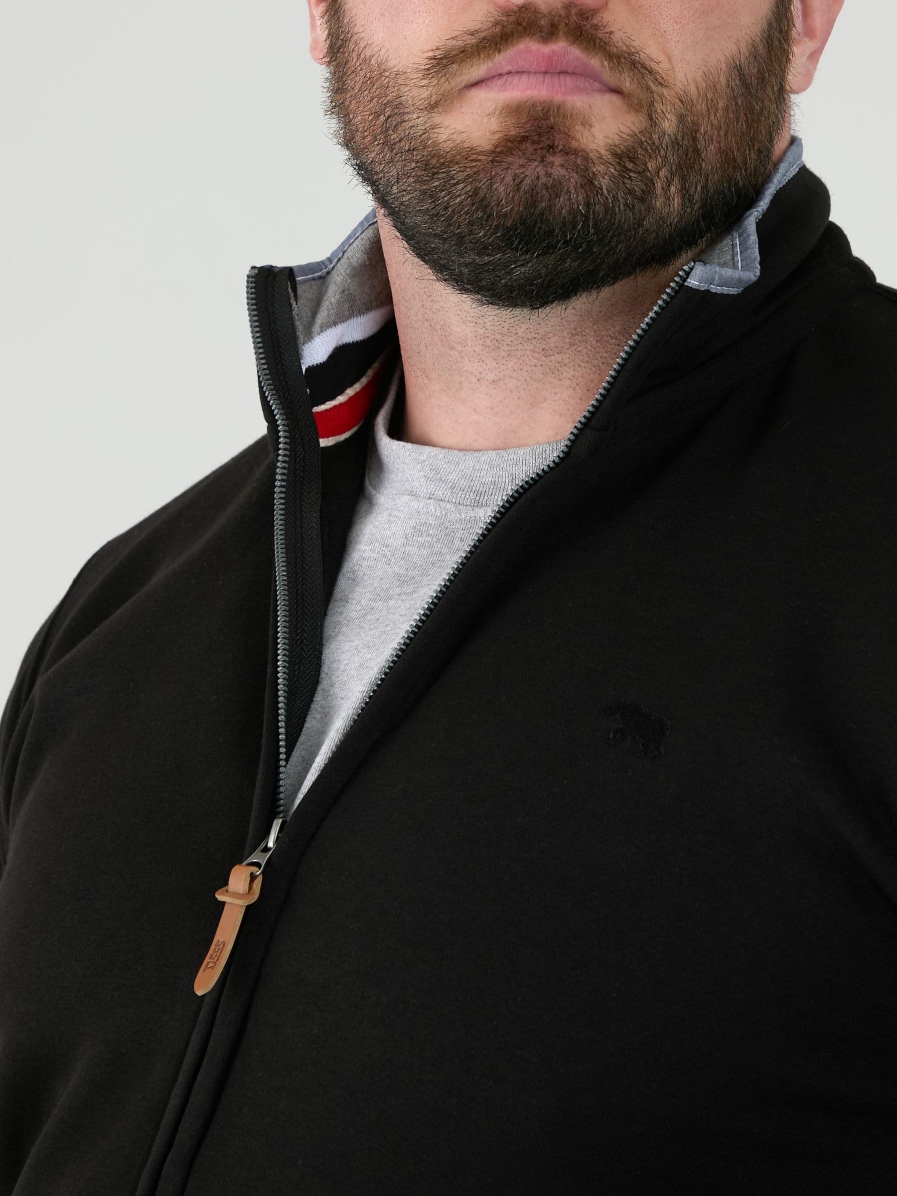 Buy D555 Black JOHNSON 1 Zip Through In Fleece With Chest