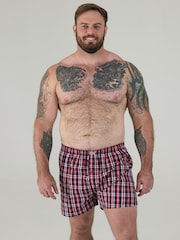 D555 Blue PLAID Woven Boxer Shorts 2 Pack - Image 8 of 10