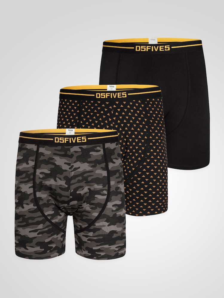 D555 Black SYLVESTER Cotton Stretch Printed Boxer Shorts 3 Pack - Image 1 of 5 D555 Black SYLVESTER Cotton Stretch Printed Boxer Shorts 3 Pack - Image 1 of 5