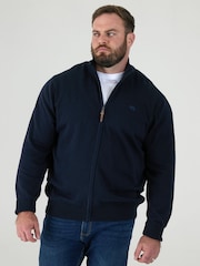 D555 Blue FRANCO 1 Classic Zip Through Knitted Sweater - Image 1 of 8