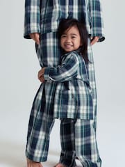 Polarn O. Pyret Blue Cotton Checked Christmas Pyjamas - Image 1 of 7