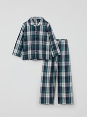 Polarn O. Pyret Blue Cotton Checked Christmas Pyjamas - Image 2 of 7