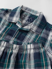 Polarn O. Pyret Blue Cotton Checked Christmas Pyjamas - Image 5 of 7