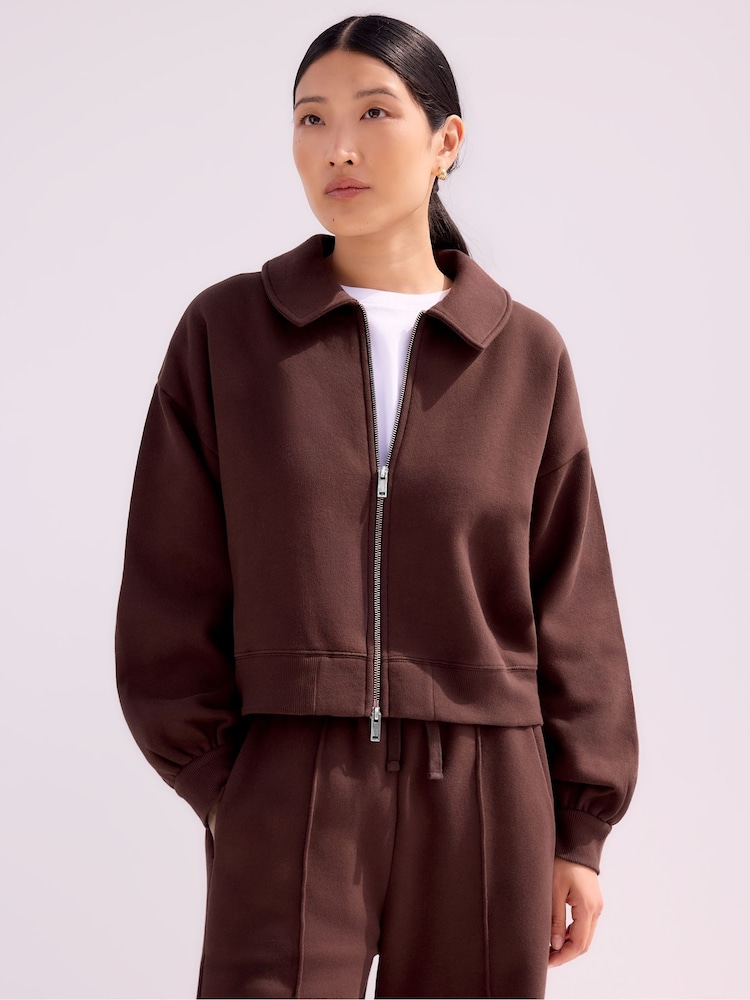 Ro&Zo Brown Sweatshirt Bomber Jacket - Image 1 of 5