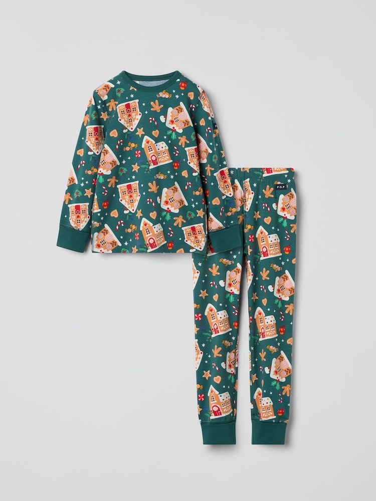 Polarn O. Pyret Green Heart Print Pyjamas - Image 1 of 4 Polarn O. Pyret Green Heart Print Pyjamas - Image 1 of 4
