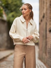Ro&Zo Cream Sweatshirt Bomber Jacket - Image 1 of 4