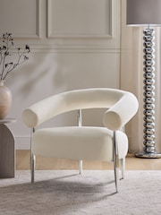 Linen Look Chenille Oyster Aire Metal Accent Chair - Image 1 of 9