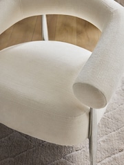 Linen Look Chenille Oyster Aire Metal Accent Chair - Image 2 of 9