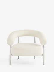Linen Look Chenille Oyster Aire Metal Accent Chair - Image 6 of 9