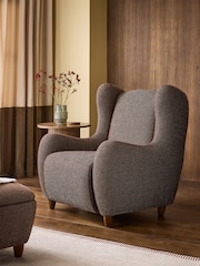 Dry Handle Boucle Chocolate Natural Malmo Highback Armchair - Image 1 of 10