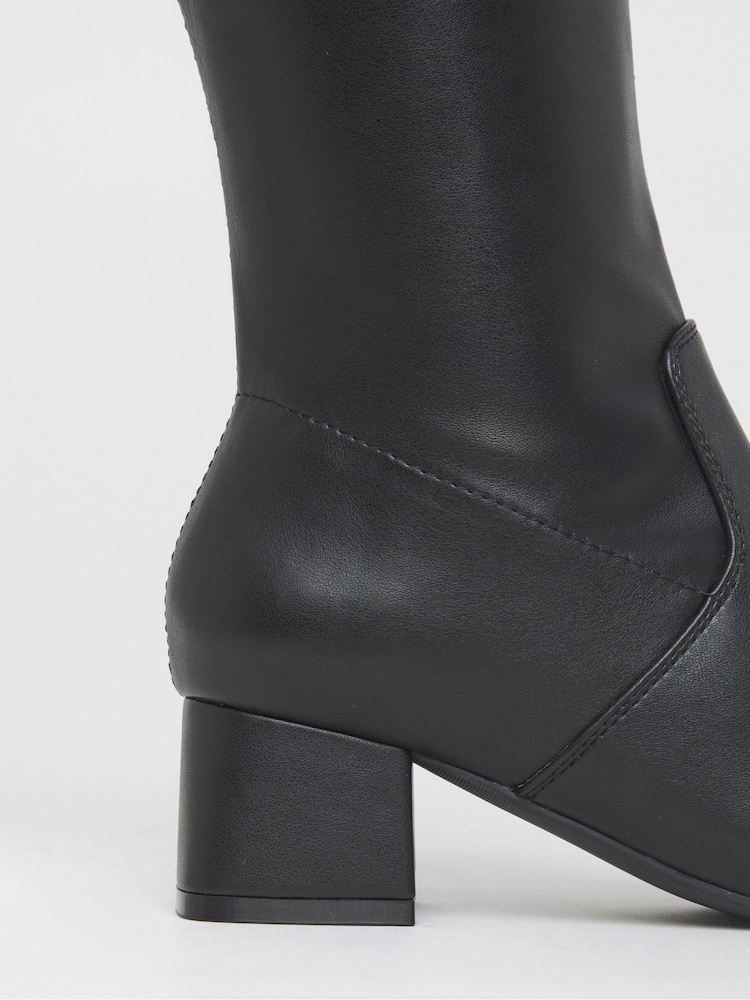 JD Williams Black Extra Wide Fit Low Block Heel Knee High Sock Boots - Image 4 of 4 JD Williams Black Extra Wide Fit Low Block Heel Knee High Sock Boots - Image 4 of 4