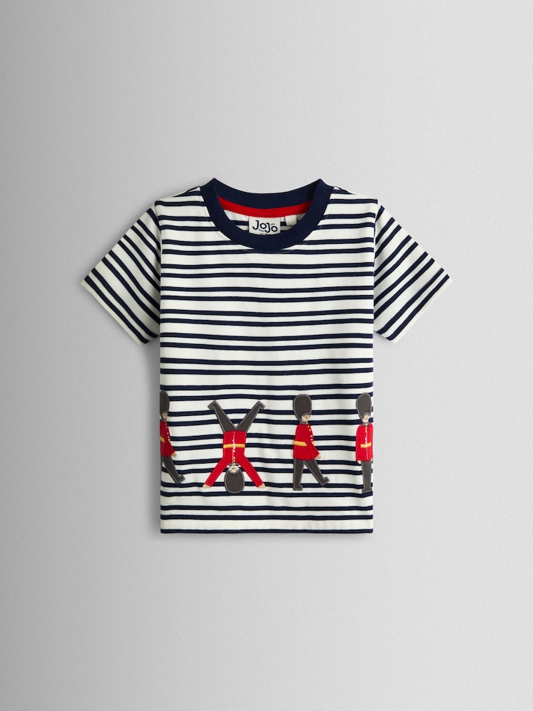 JoJo Maman Bébé Navy & White London Guard Appliqué T-Shirt - Image 1 of 3