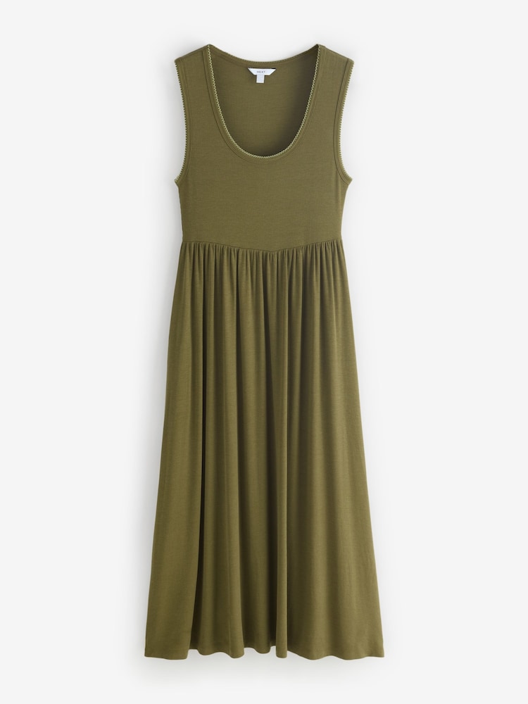 Green Sleeveless Ribbed Maxi Dress - Image 1 of 1