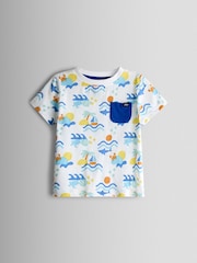 JoJo Maman Bébé Blue Ocean 2-Piece Printed T-Shirt & Shorts Set - Image 2 of 6