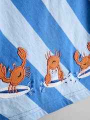 JoJo Maman Bébé Blue Surf's Up Crab Appliqué T-Shirt - Image 3 of 3