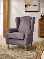 Wool Look Herringbone Mulberry Purple Sherlock Highback Armchair - Image 1 of 9