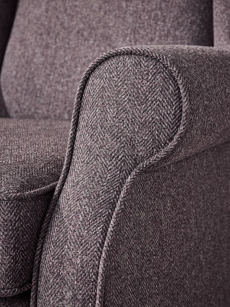 Wool Look Herringbone Mulberry Purple Sherlock Highback Armchair - Image 2 of 9