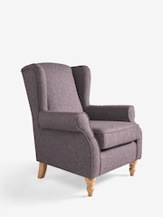 Wool Look Herringbone Mulberry Purple Sherlock Highback Armchair - Image 5 of 9