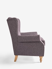 Wool Look Herringbone Mulberry Purple Sherlock Highback Armchair - Image 7 of 9