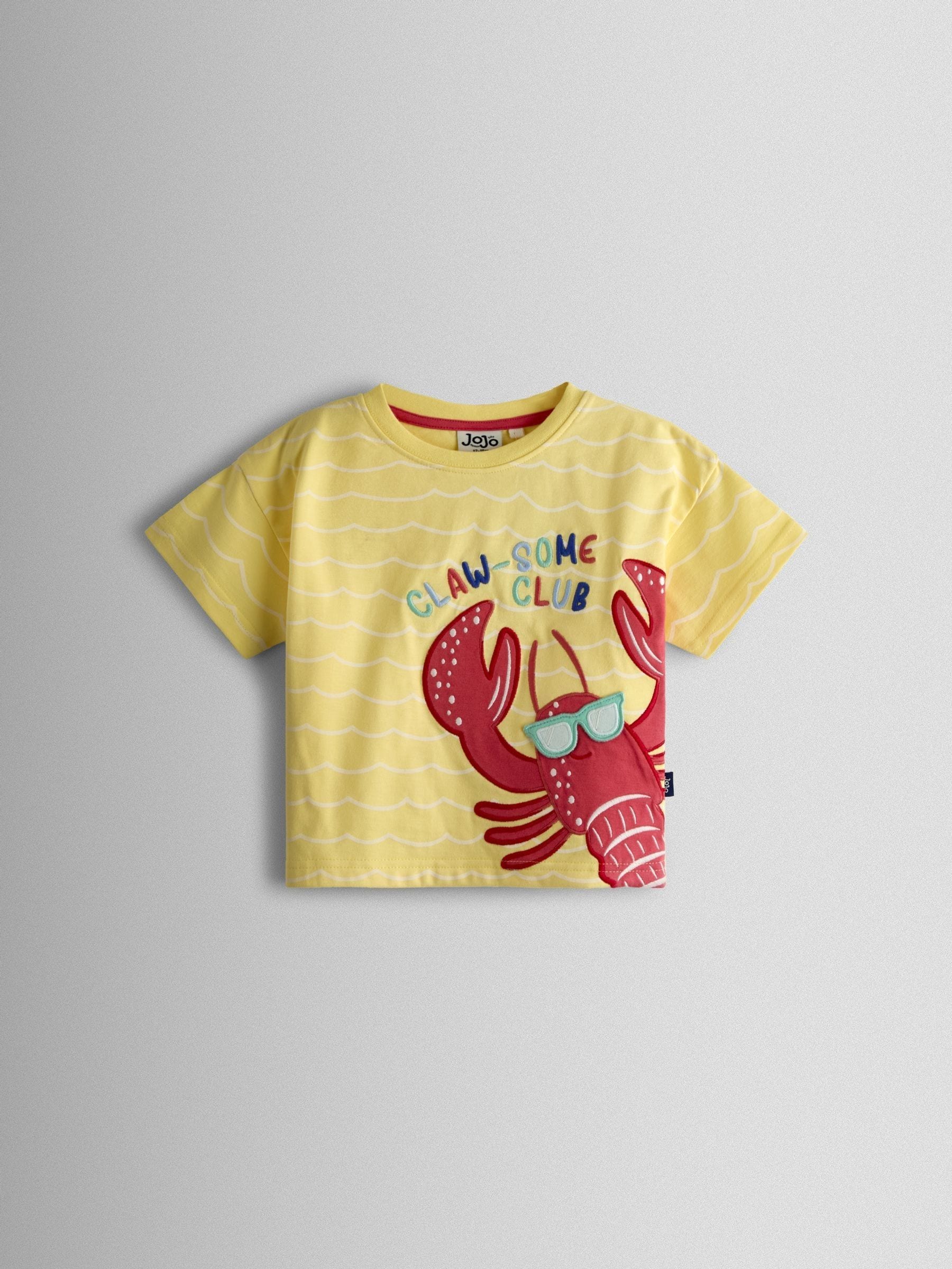 Jojo Maman Bébé Yellow Lobster Character Applique T-Shirt