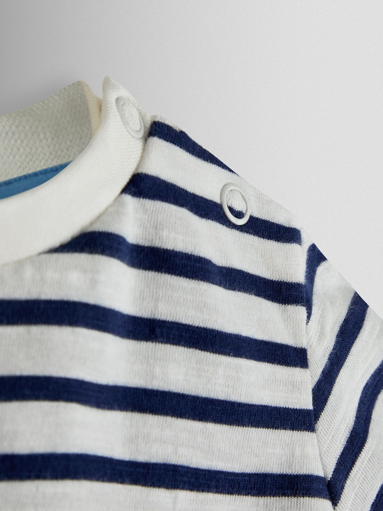 JoJo Maman Bébé Blue 2-Piece Cheesecloth Dungarees & T-Shirt Set - Image 6 of 6