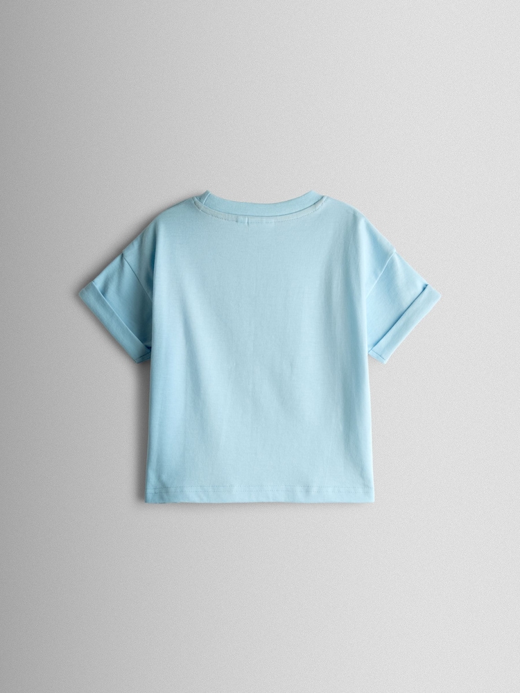 JoJo Maman Bébé Blue Fox Character Applique T-Shirt - Image 2 of 3