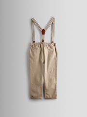 JoJo Maman Bébé Natural 4-Piece Shirt & Trouser Set With Bow Tie & Braces - Image 3 of 6