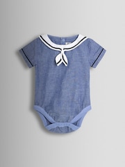 JoJo Maman Bébé Blue 2-Piece Sailor Collar Body & Shorts Set - Image 2 of 6