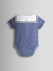 JoJo Maman Bébé Blue 2-Piece Sailor Collar Body & Shorts Set - Image 3 of 6