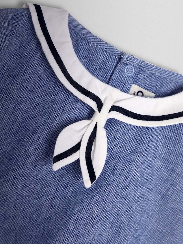 JoJo Maman Bébé Blue 2-Piece Sailor Collar Body & Shorts Set - Image 7 of 7