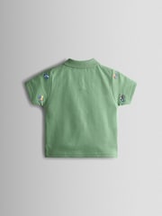JoJo Maman Bébé Green Tractor Embroidered Polo Shirt - Image 2 of 4