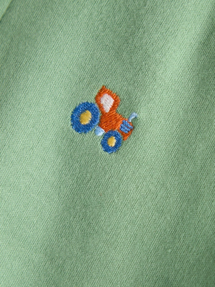 JoJo Maman Bébé Green Tractor Embroidered Polo Shirt - Image 4 of 4