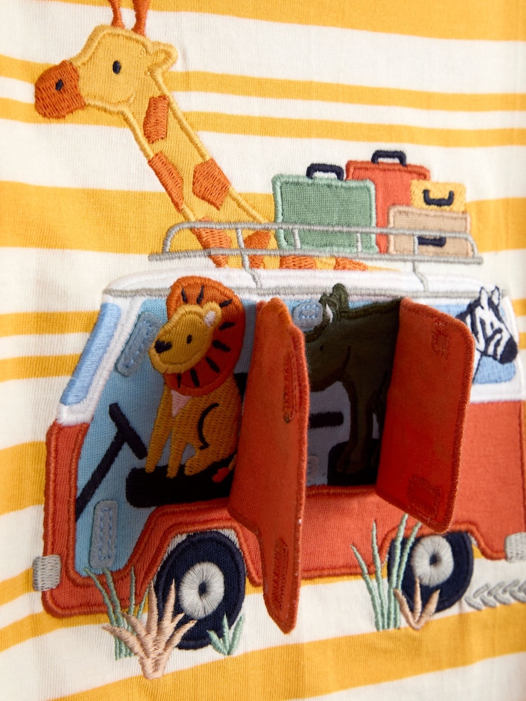 JoJo Maman Bébé Yellow Safari Appliqué T-Shirt - Image 3 of 3 JoJo Maman Bébé Yellow Safari Appliqué T-Shirt - Image 3 of 3