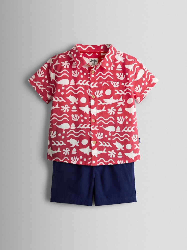 Jojo Maman Bébé Red Top & Shorts Set - Image 1 of 6 Jojo Maman Bébé Red Top & Shorts Set - Image 1 of 6