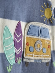 Blue Stripe Campervan - JoJo Maman Bébé Pocket Appliqué T-Shirt - Obraz 4 z 4