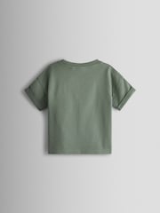 JoJo Maman Bébé Khaki Green Dino 2-Piece T-Shirt And Shorts Set - Image 3 of 7