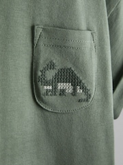 JoJo Maman Bébé Khaki Green Dino 2-Piece T-Shirt And Shorts Set - Image 6 of 7