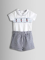 Set din 2Pieces cu body brodat și pantaloni scurți cu încrețituri JoJo Maman Bébé - Imaginea 1 din 7