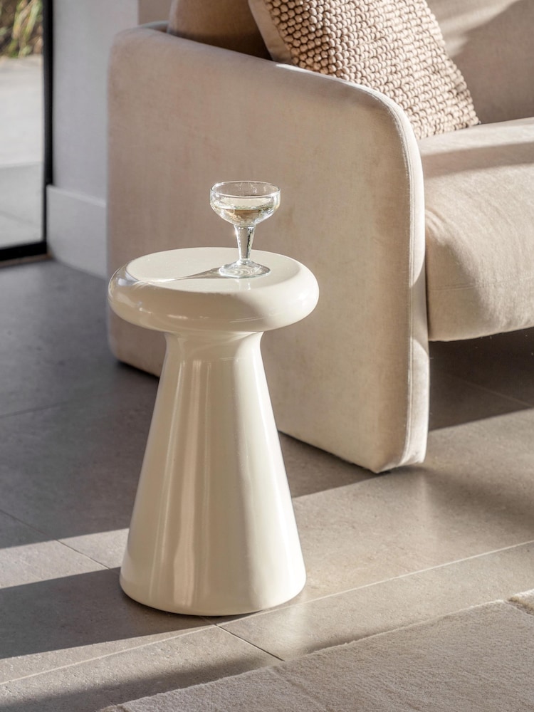 Gallery Home Cream Cobble Side Table Concrete - Image 1 of 4