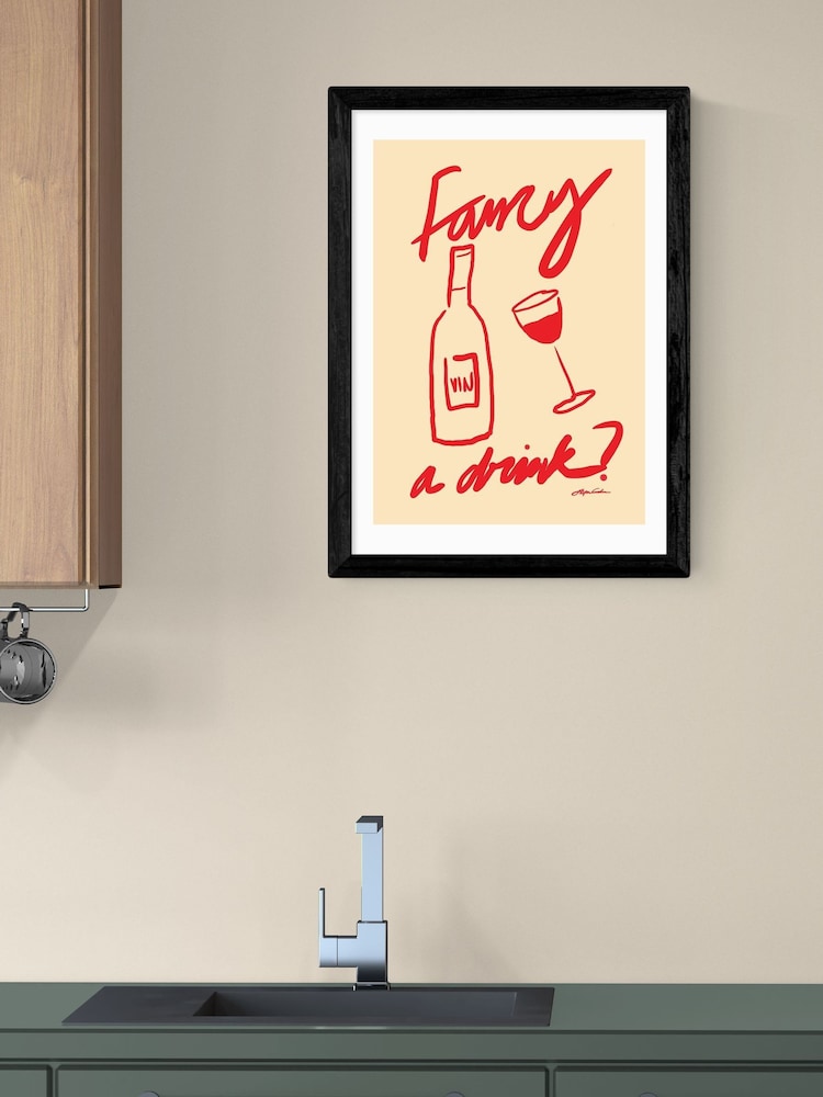 East End Prints Black Fancy a Drink Wall Art Print by Stephie Cardona - Image 1 of 3