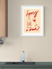 East End Prints White Fancy a Drink Wall Art Print by Stephie Cardona - Image 1 of 3