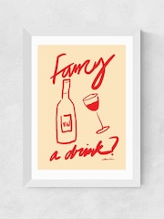 East End Prints White Fancy a Drink Wall Art Print by Stephie Cardona - Image 2 of 3